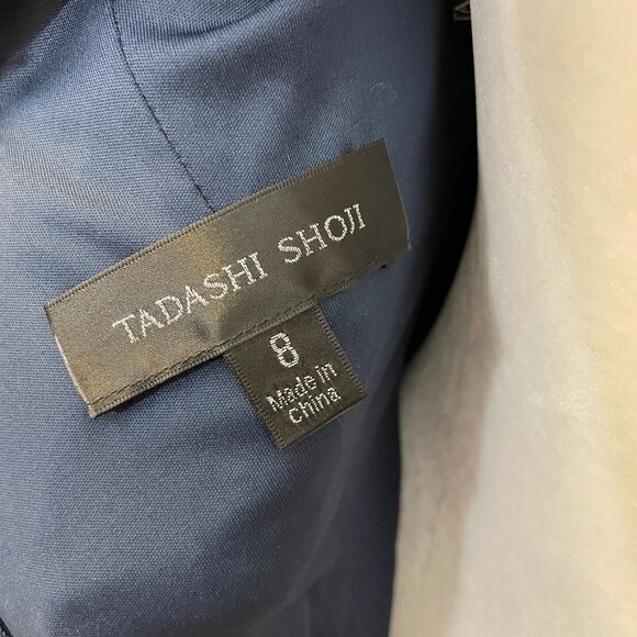 Tadashi Shoji Gown Dress 8 Size Kayla Ruffle Neckline Jacquard Textured … - Picture 7 of 10